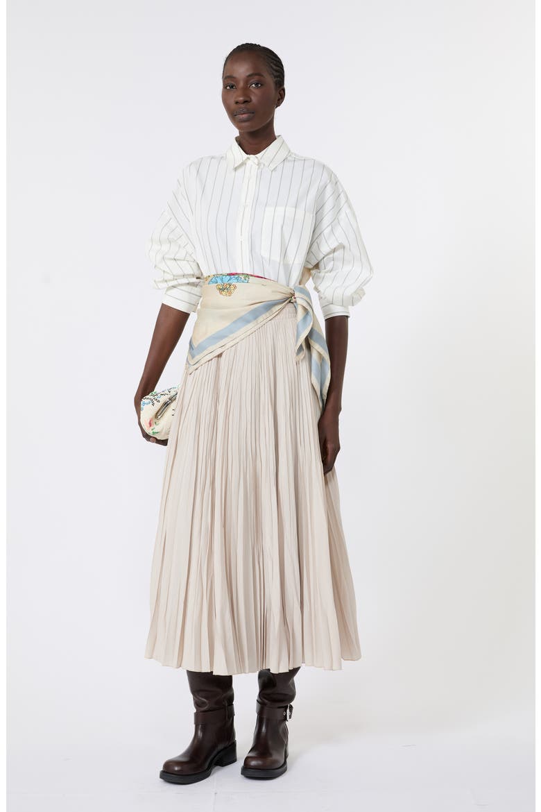 Plissé Skirt, Alternate, color, IVORY