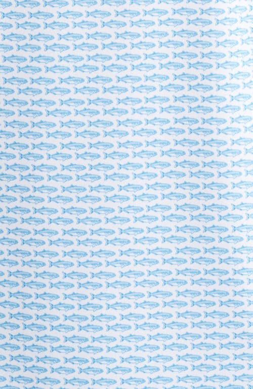 Vineyard Vines Fish Print Sankaty Performance Polo In Bonefish Jake Blue