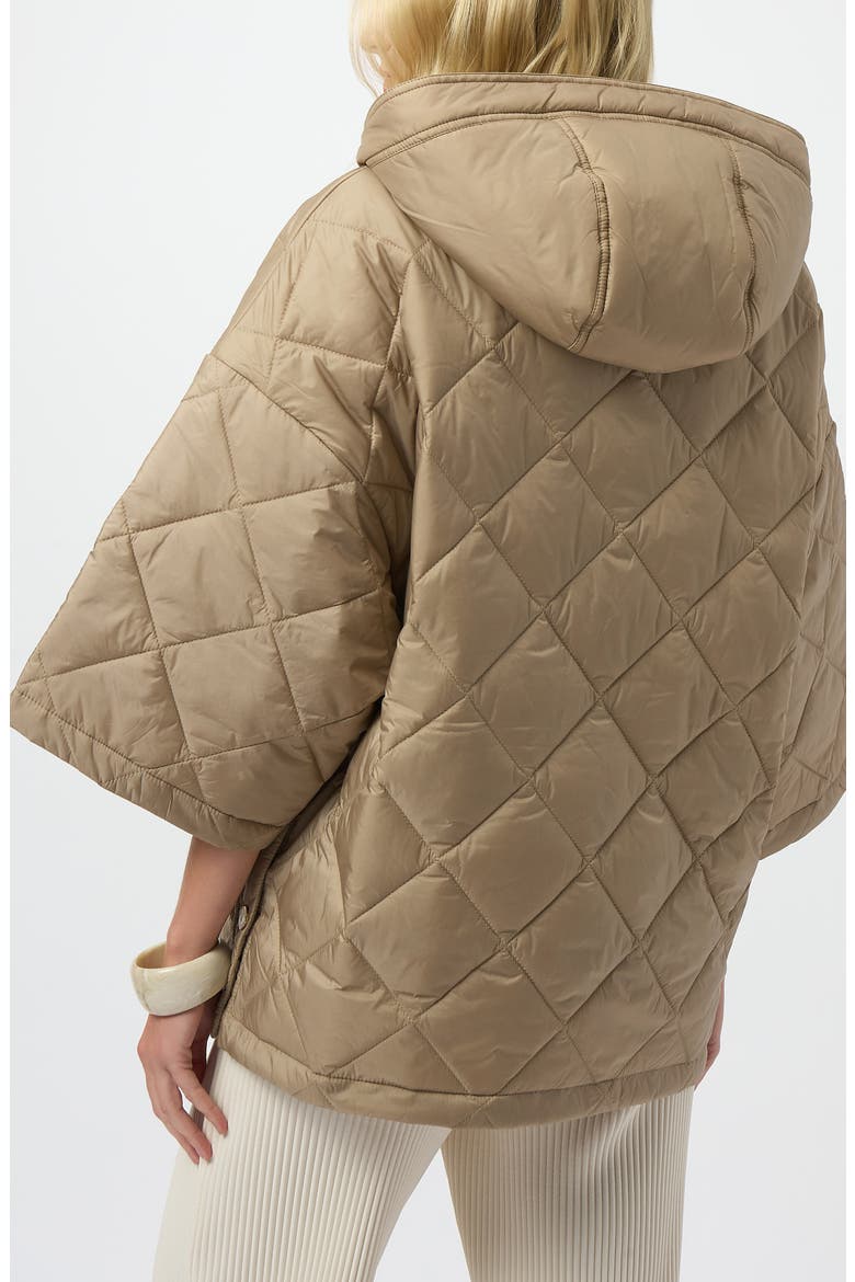 Diamond Quilted Zip Hooded Coat, Alternate, color, GOLD