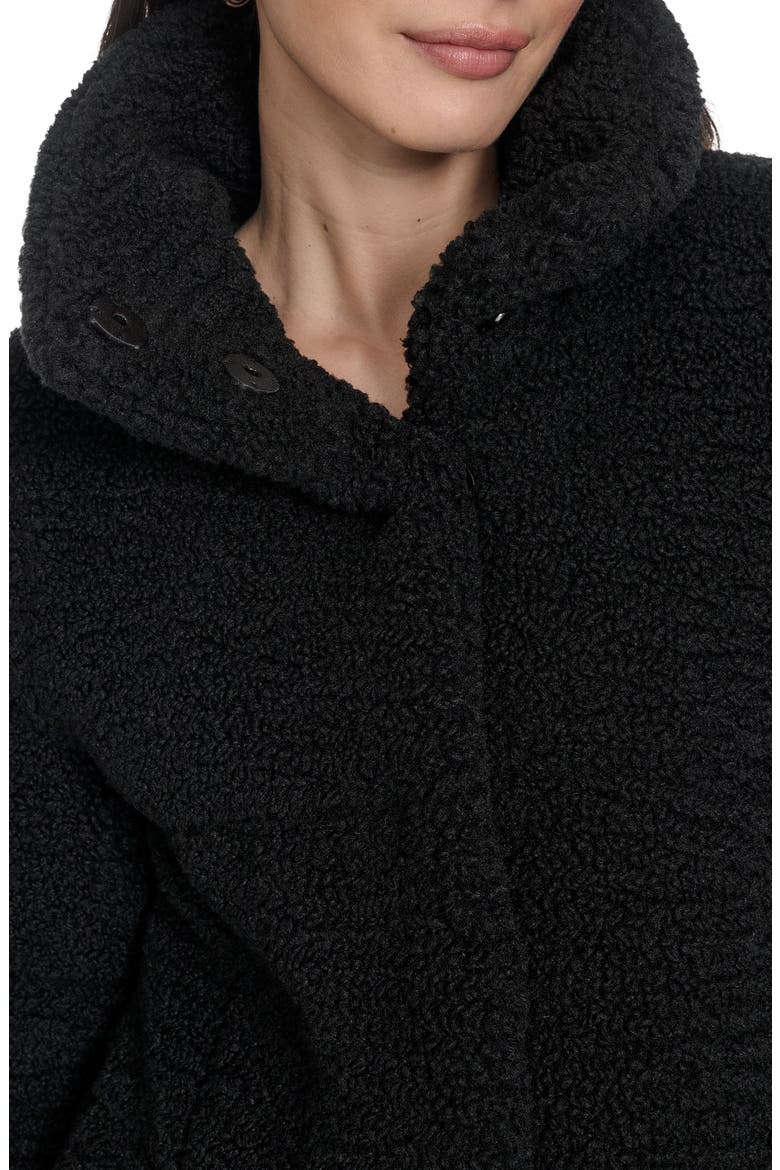 Quilted Faux Fur Short Teddy Jacket, Alternate, color, BLACK