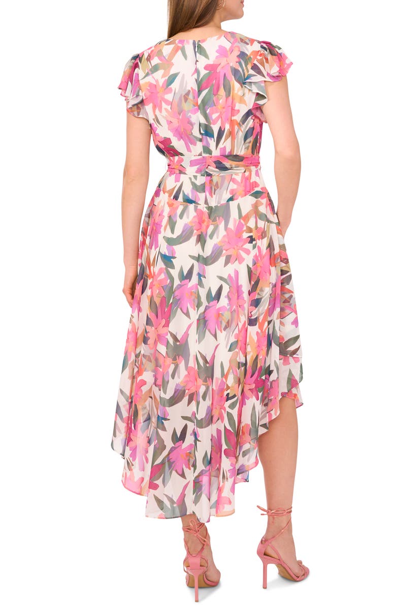 Vince Camuto Floral Belted Midi Dress, Alternate, color, 