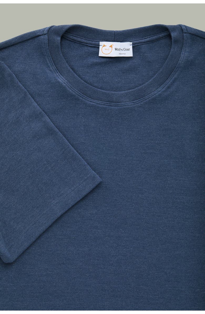 Wolf Vs. Goat (WvG) Heavyweight Viscose Interlock Short Sleeve Crew Navy, Alternate, color, Navy