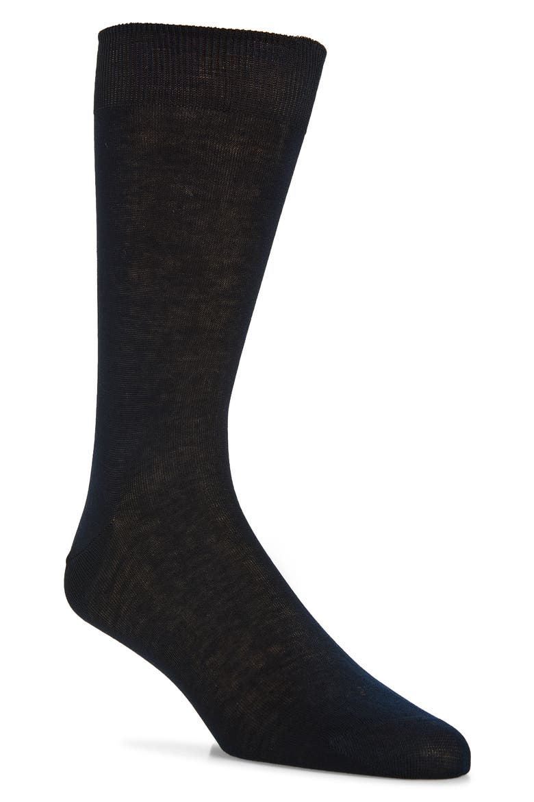 Solid Cotton Dress Socks, Main, color, NAVY
