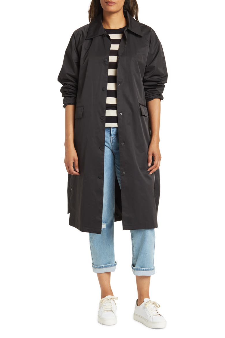 Janie Long Rain Jacket, Main, color, BLACK