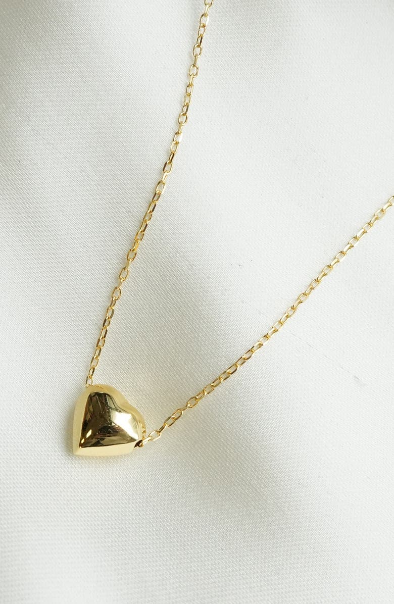 Argento Vivo Sterling Silver Puffy Heart Necklace, Alternate, color, Gold