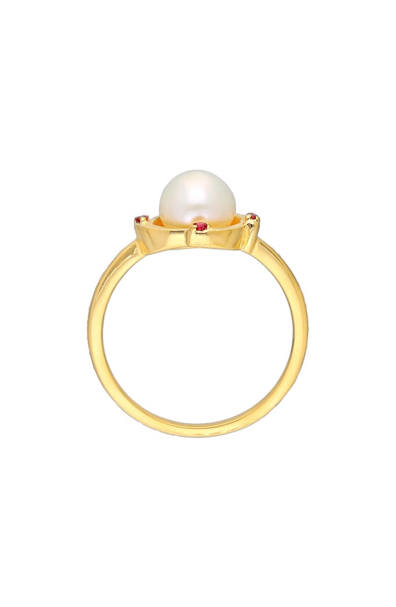 YS GEMS Cultured Pearl & Ruby Ring, Alternate, color, White