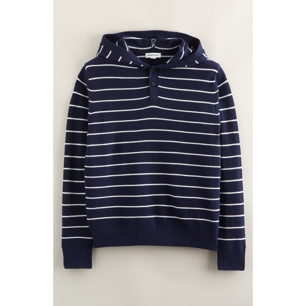 Nordstrom Kids' Hooded Henley Sweater In Blue