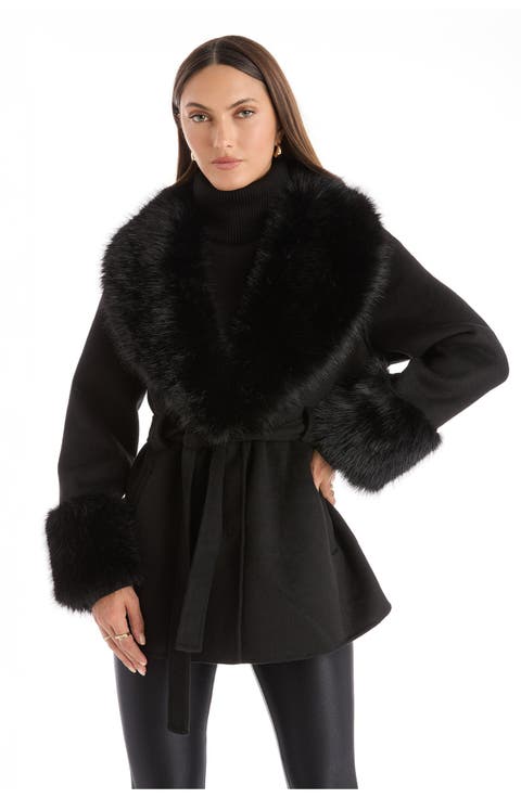 Isabel Faux Fur Trim Coat