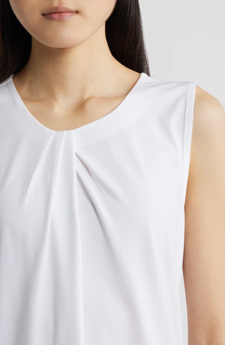 Anne Klein Asymmetric Pleat Neck Sleeveless Top, Alternate, color, Crisp White