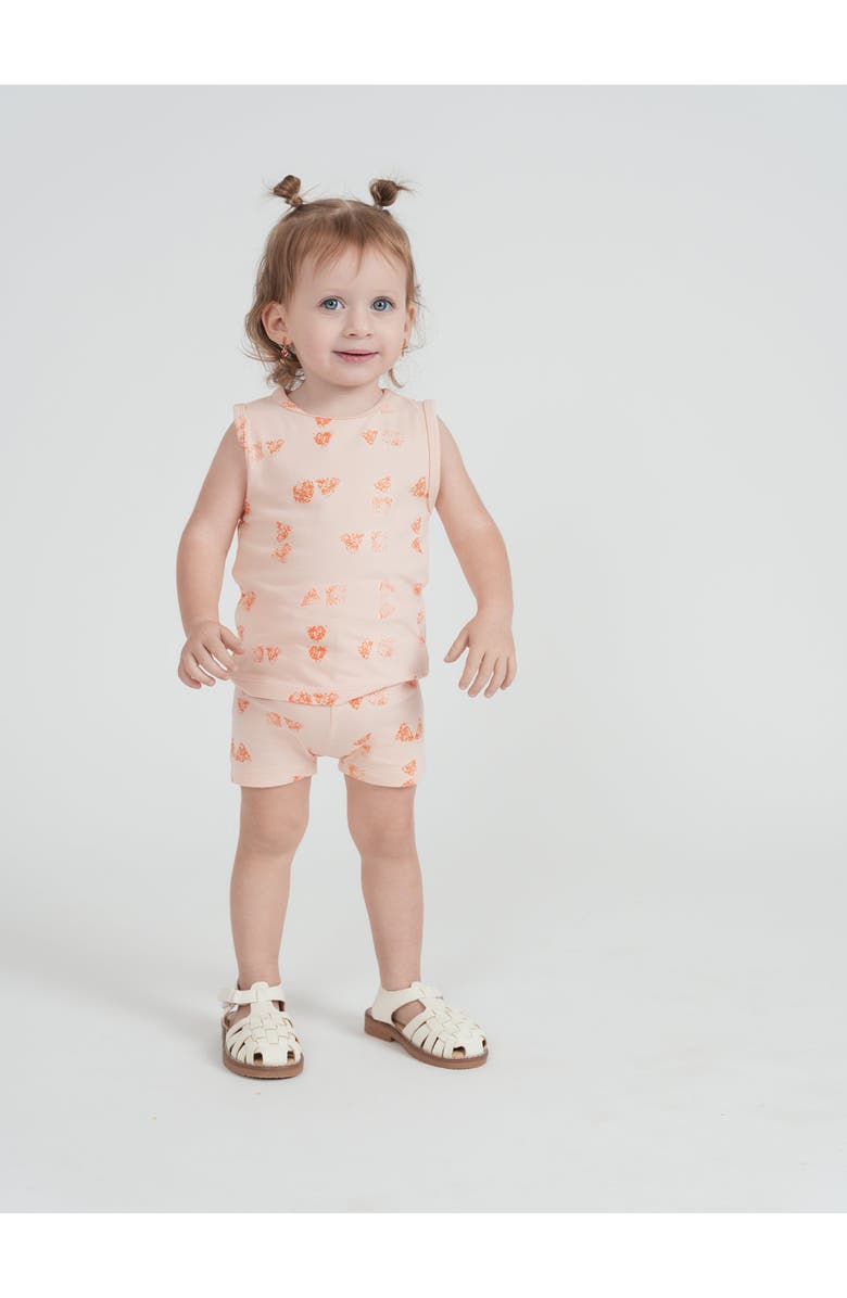 Puddles Faded Print Sleeveless Vest and Elastic Waist Shorts 2 Piece Set, Main, color,