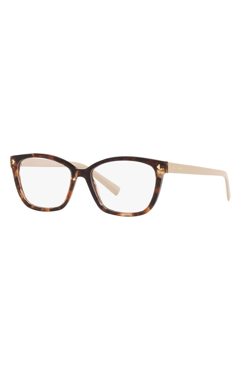 Prada 55mm Rectangular Optical Glasses, Alternate, color, Dark Havana