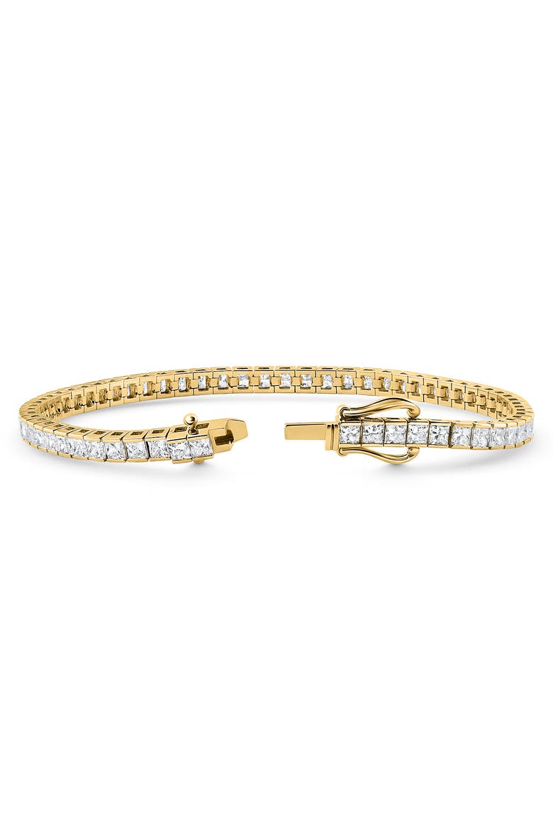 6.80Ct Princess Cut Diamond Channel Set Tennis Bracelet 14k Gold 7" Lab Grown, Alternate, color, 14k Yellow Gold