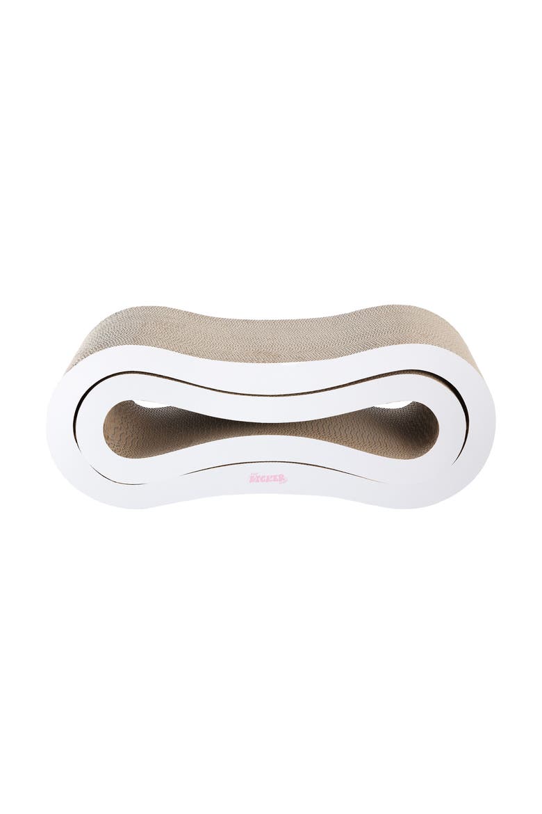 Suvi Modern Cardboard Infinity 2-in-1 Lounge Bed Cat Scratcher with Catnip, Alternate, color, White