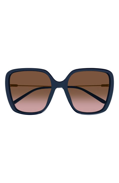57mm Gradient Square Sunglasses