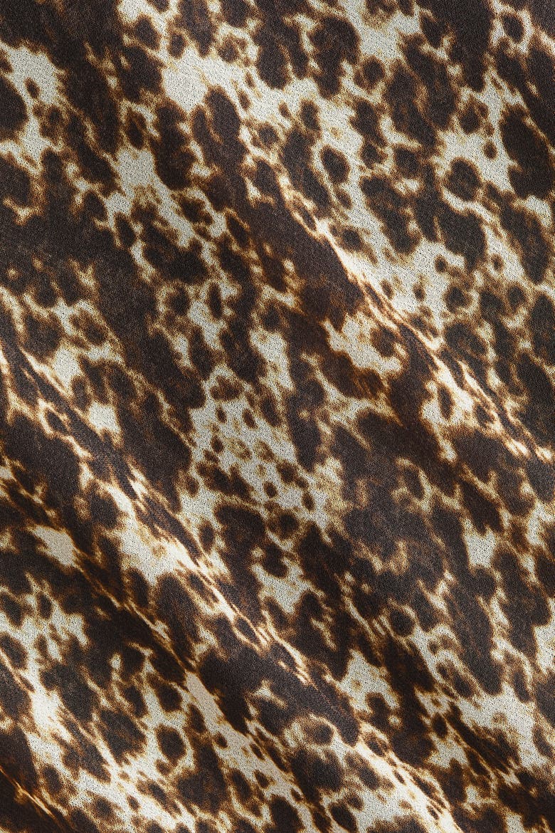 Scarf-detail Chiffon Dress, Alternate, color, Dark brown/patterned