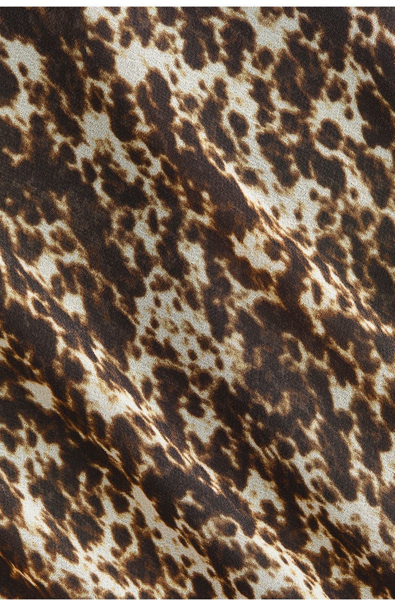 H&M Scarf-detail Chiffon Dress, Alternate, color, Dark Brown/Patterned