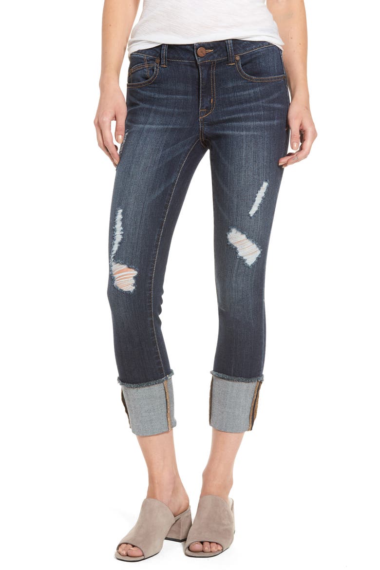 Distressed Roll Cuff Jeans, Main, color, HAZEL