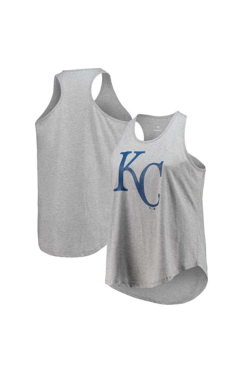 PROFILE Women's Heather Gray Kansas City Royals Plus Size Racerback Scoop Neck Tank Top, Alternate, color, 