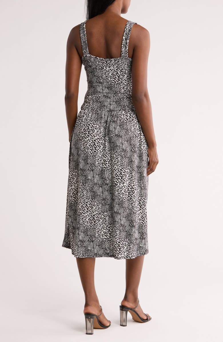 Loveappella Ruched Midi Dress, Alternate, color, Ivory/ Black