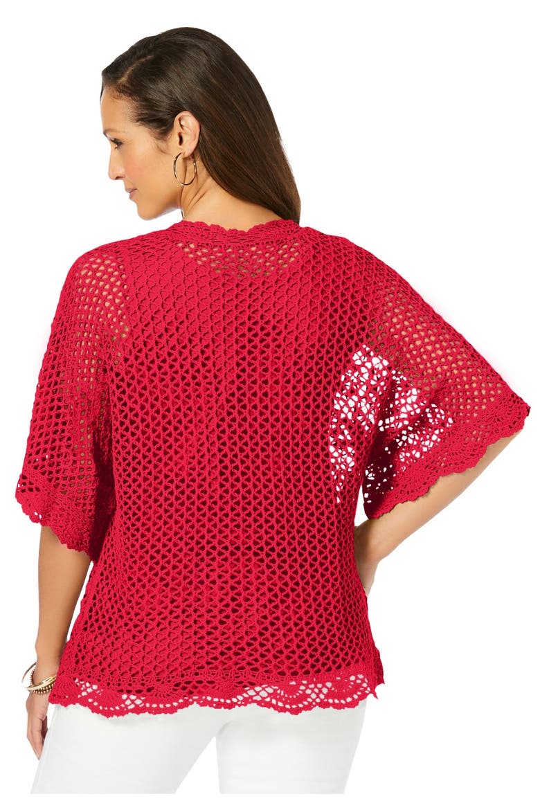 Crochet Cardigan, Alternate, color, VIVID RED