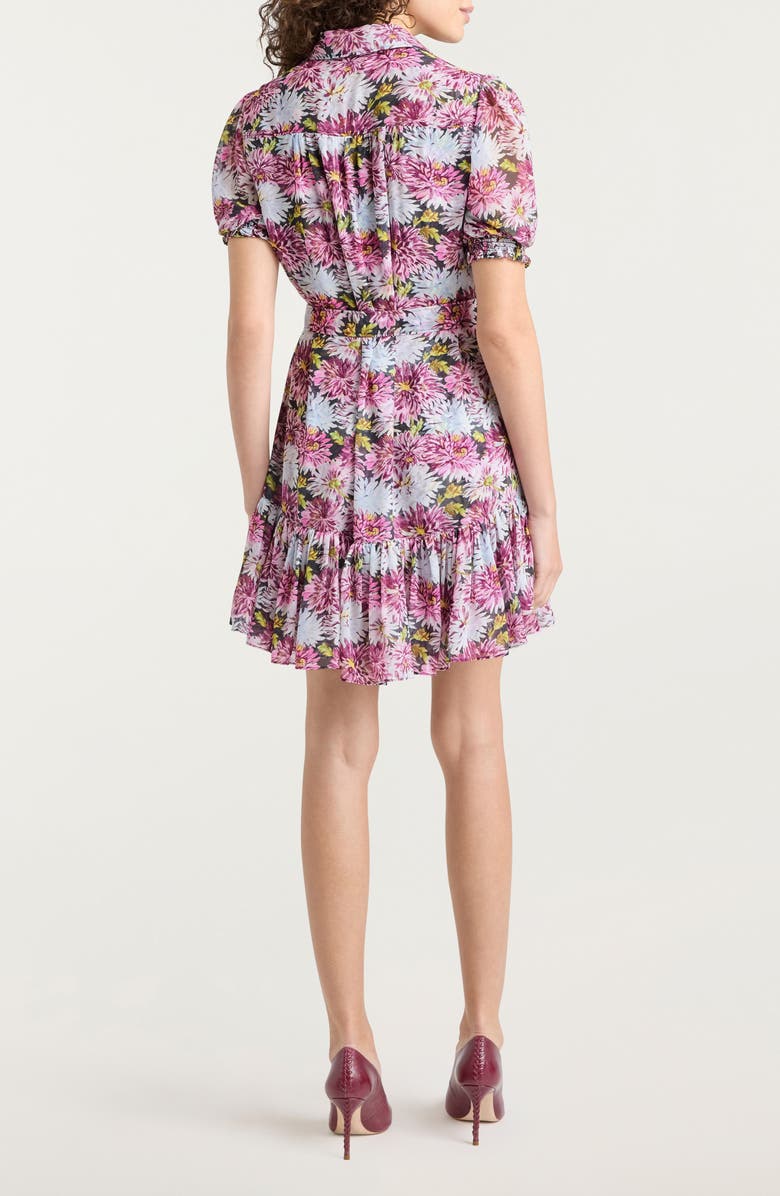 Cinq à Sept Halbini Dahlia Print Puff Sleeve Belted Shirtdress, Alternate, color, Lavender Crystal Multi
