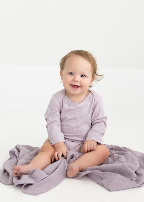 Soft Meadow Long Sleeve Solid Scalloped Trim Bodysuit