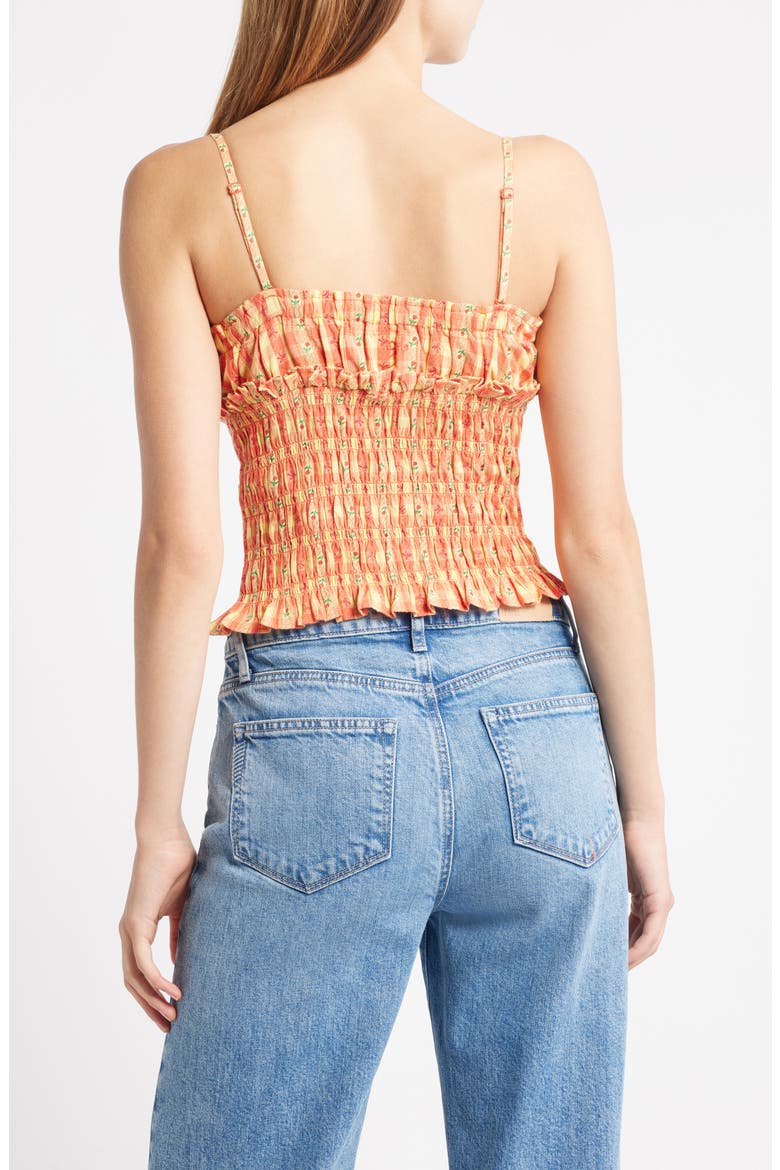 Nola Gingham Smocked Organic Cotton Camisole, Alternate, color, ORANGE
