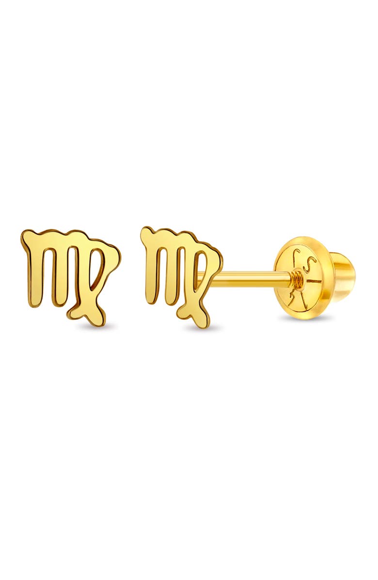 In Season Jewelry 14k Dainty Zodiac Sign Earrings, Main, color, Gold Virgo
