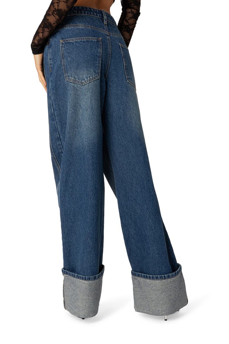 Vesper Cuffed Wide Leg Jeans, Alternate, color, BLUE