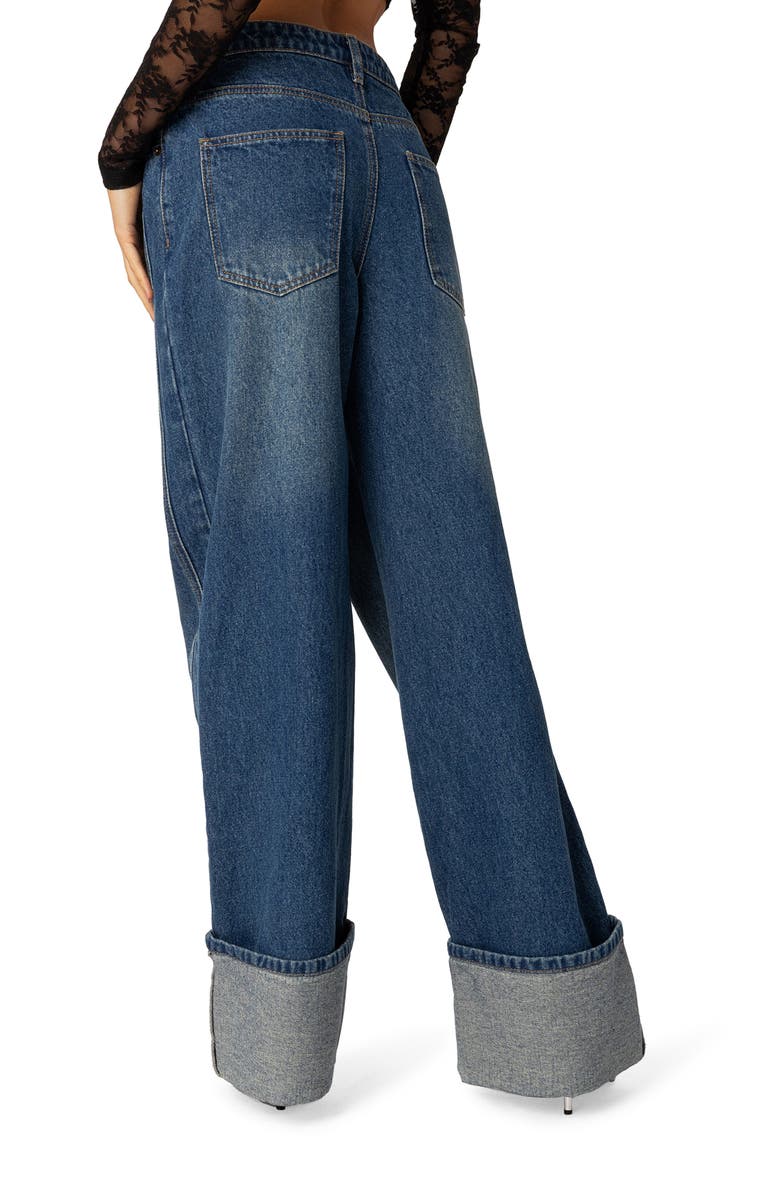 EDIKTED Vesper Cuffed Wide Leg Jeans, Alternate, color, Blue