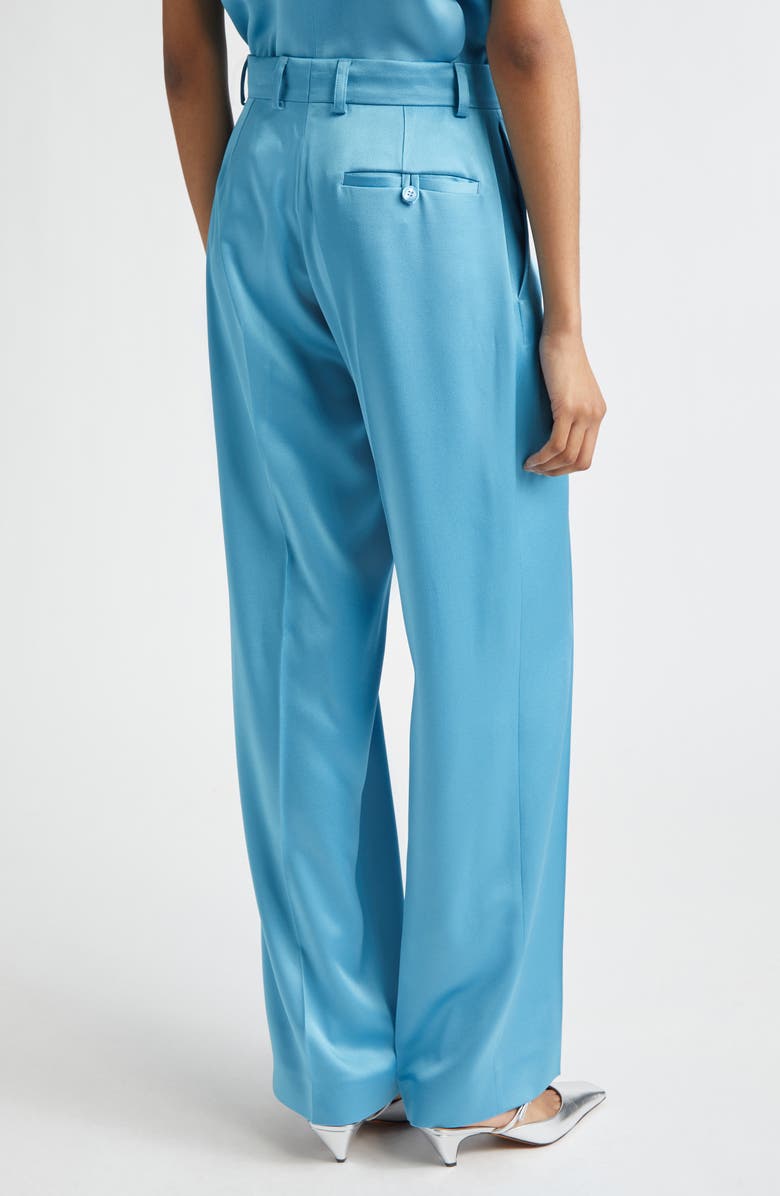 Stella McCartney Satin Straight Leg Pants, Alternate, color, Steel Blue
