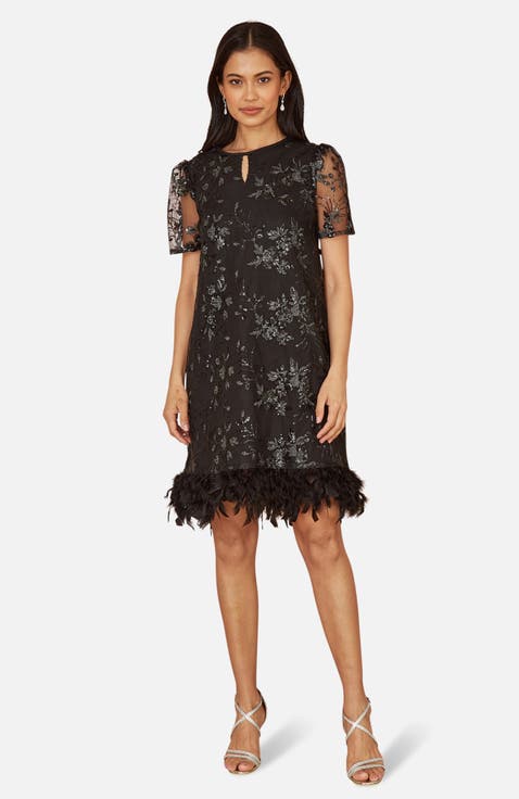 Sequin Embellished Floral Tunic Dress