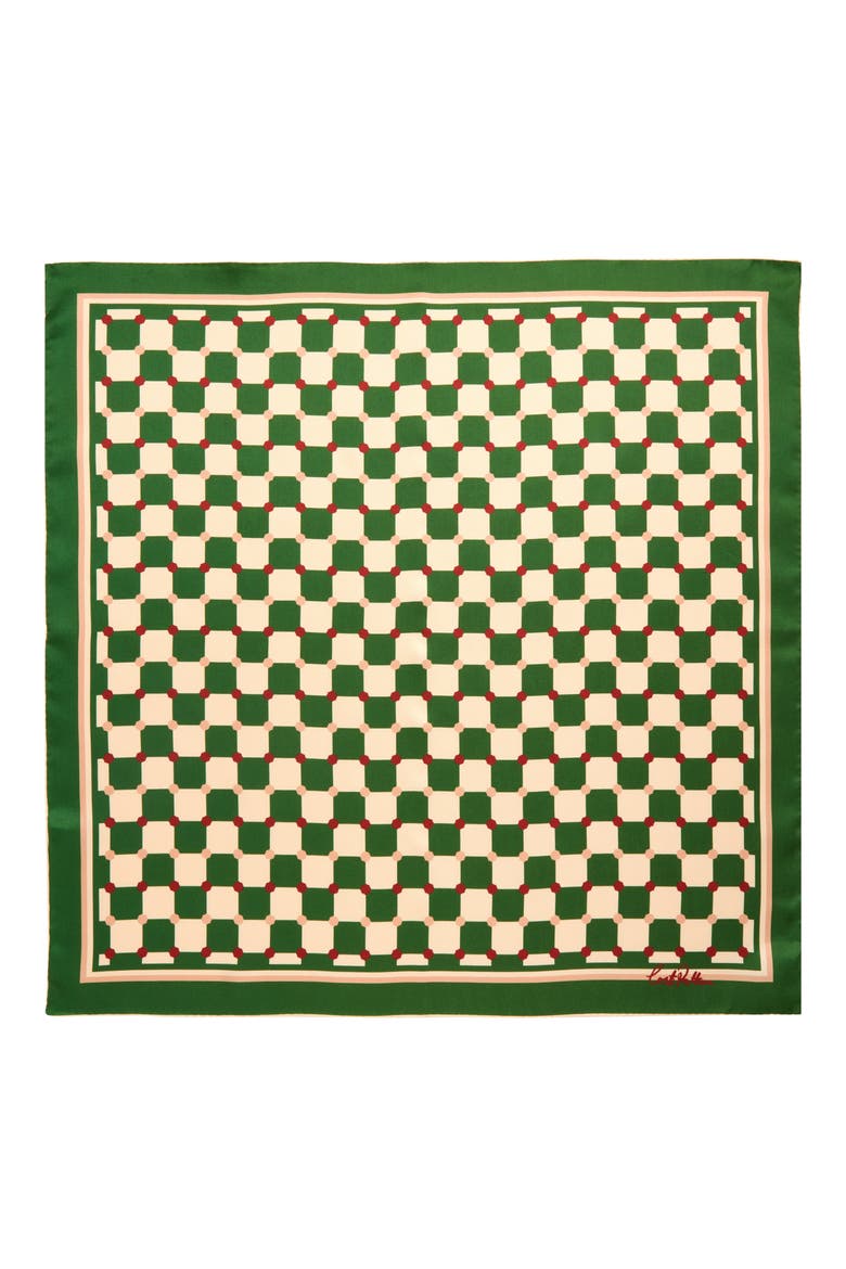 Checkerboard Silk Square Bandana, Main, color, GREEN