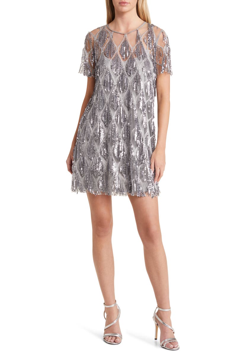 Lulus On the Dance Floor Sequin Fringe Cocktail Minidress, Main, color,