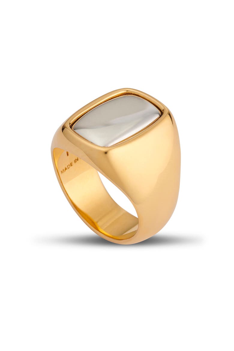 Small Toy Signet Ring, Alternate, color, GOLD/ SILVER