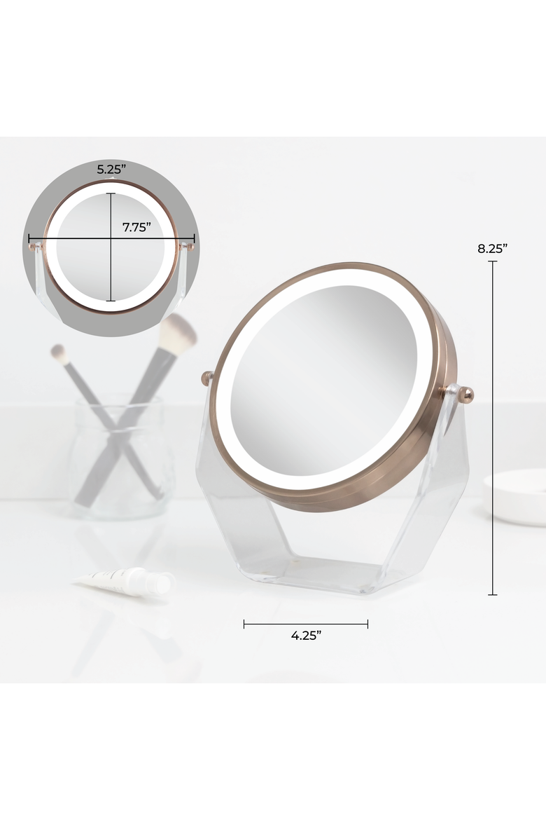 Lighted Makeup Mirror with Magnification & Swivel, Alternate, color, Rose Gold