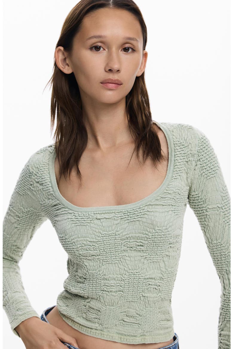 Textured Scoop Neck Top, Alternate, color, WATER GREEN