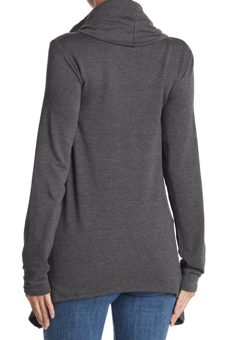 Swing Hem Cowl Neck Sweater, Alternate, color, CHARCOAL PRINT 1
