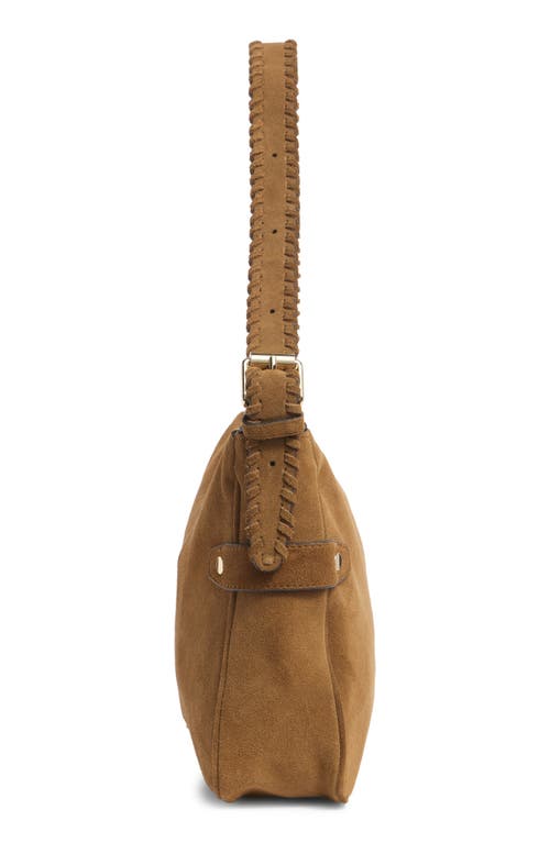 Rebecca Minkoff Chaya Whipstitch Suede Shoulder Bag In Brown
