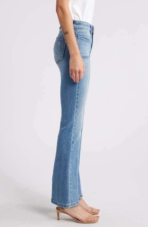 Hidden Jeans Patch Pocket Flare Jeans In Medium Wash