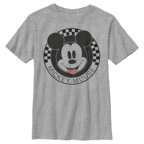 Boy's Mickey & Friends Checkered Mickey Mouse Portrait  Graphic T-Shirt