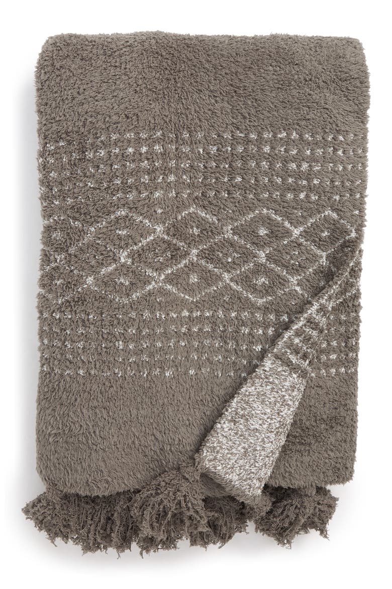 CozyChic® Luxe Casa Throw Blanket, Main, color, CHARCOAL/ WHITE