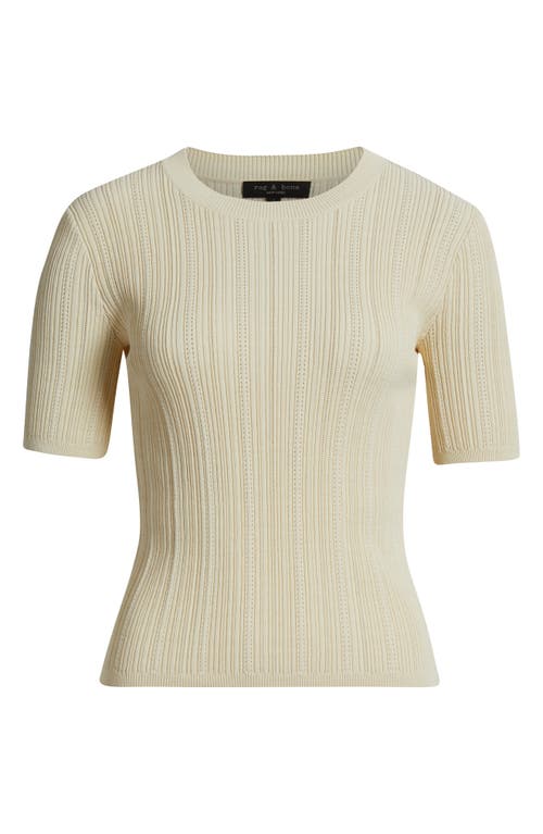 Rag & Bone Camryn Short Sleeve Rib Sweater In Neutral