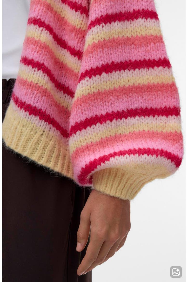 Maybe Stripe Open Front Cardigan, Alternate, color, CHINTZ ROSE STRIPES GOLDEN HAZ