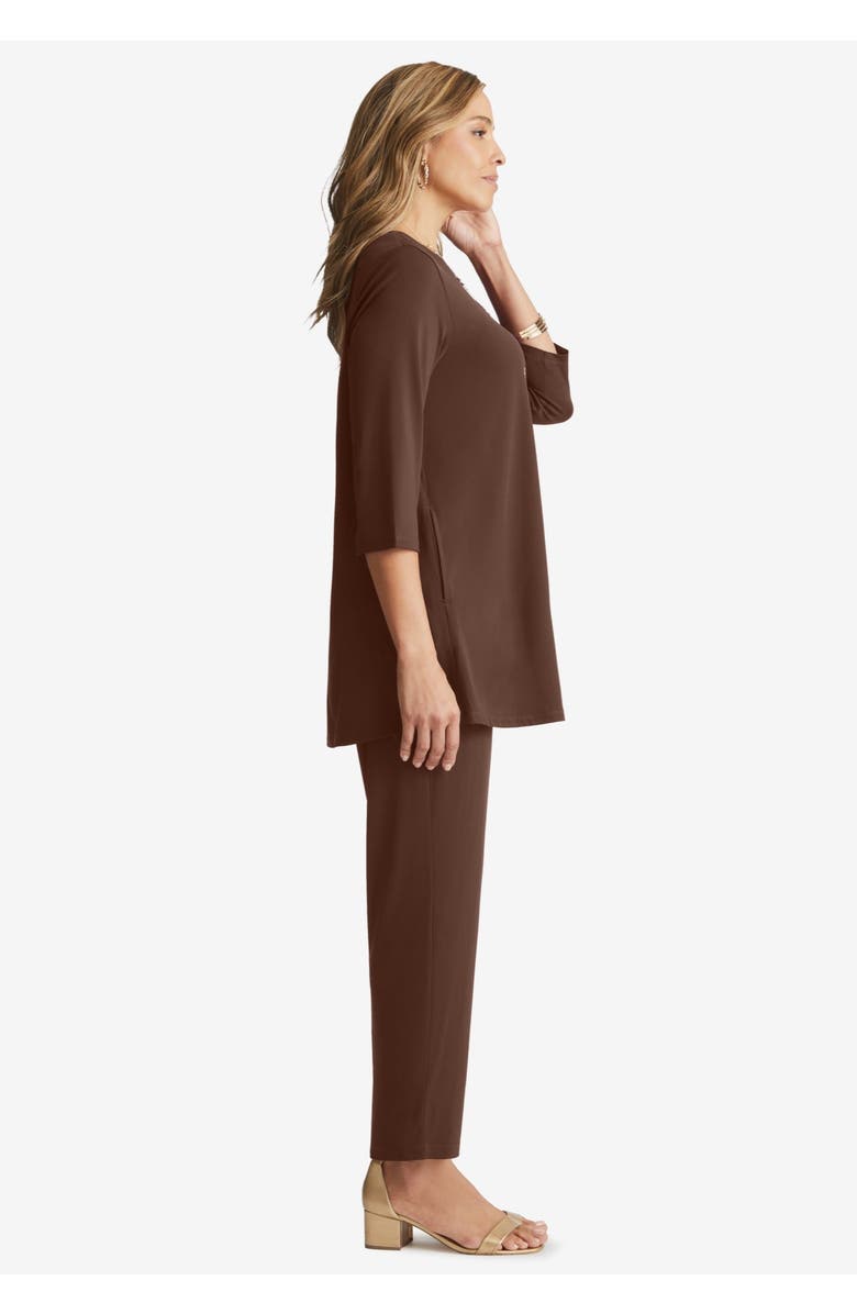 Jessica London 2-Piece Stretch Knit Mega Swing Set, Alternate, color, Rich Brown