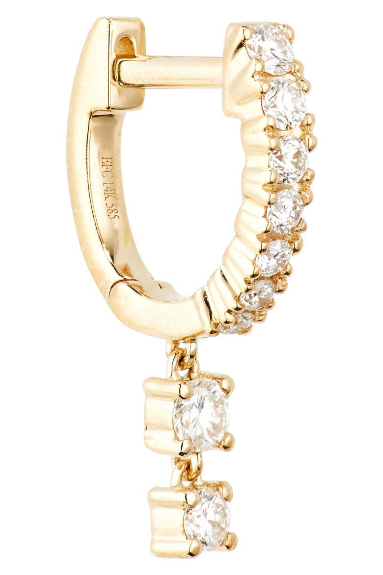 Diamond Huggie Double Drop Earrings, Alternate, color, YELLOW GOLD