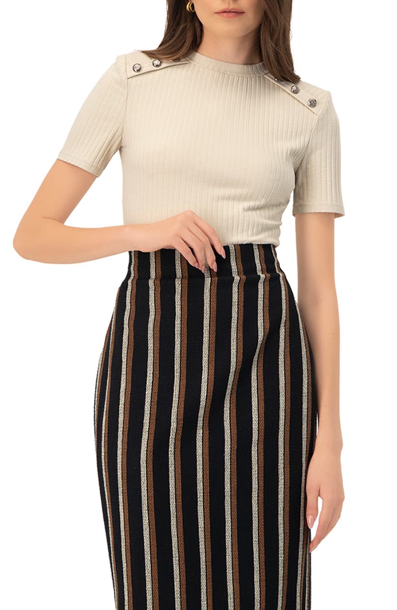 IVONNE Puffed Shoulder Natural Top, Main, color, Natural