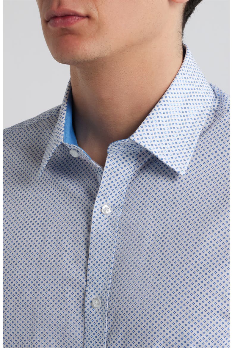 Paris Modern Fit Neat Geometric Print Cotton Dress Shirt, Alternate, color, WHITE