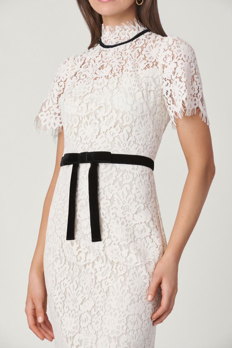 Velvet Corded Lace Elyse Dress, Alternate, color, White