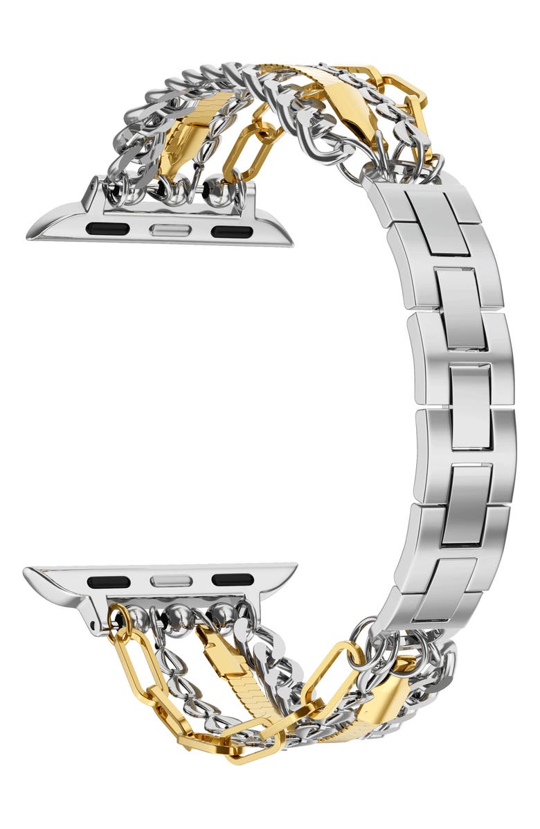 The Posh Tech Leo Mixed Chain Stainless Steel Apple Watch<sup>®</sup> Bracelet Watchband, Alternate, color, Silver/ Gold
